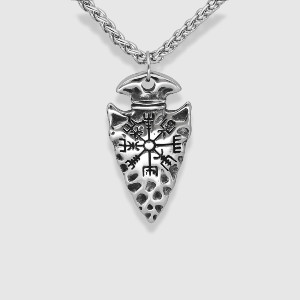 GUNGNIR ODIN SPEAR & VEGVÍSIR COMPASS PENDANT NECKLACE