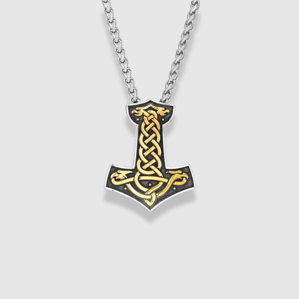 MJÖLNIR & ODIN'S RAVENS PENDANT NECKLACE
