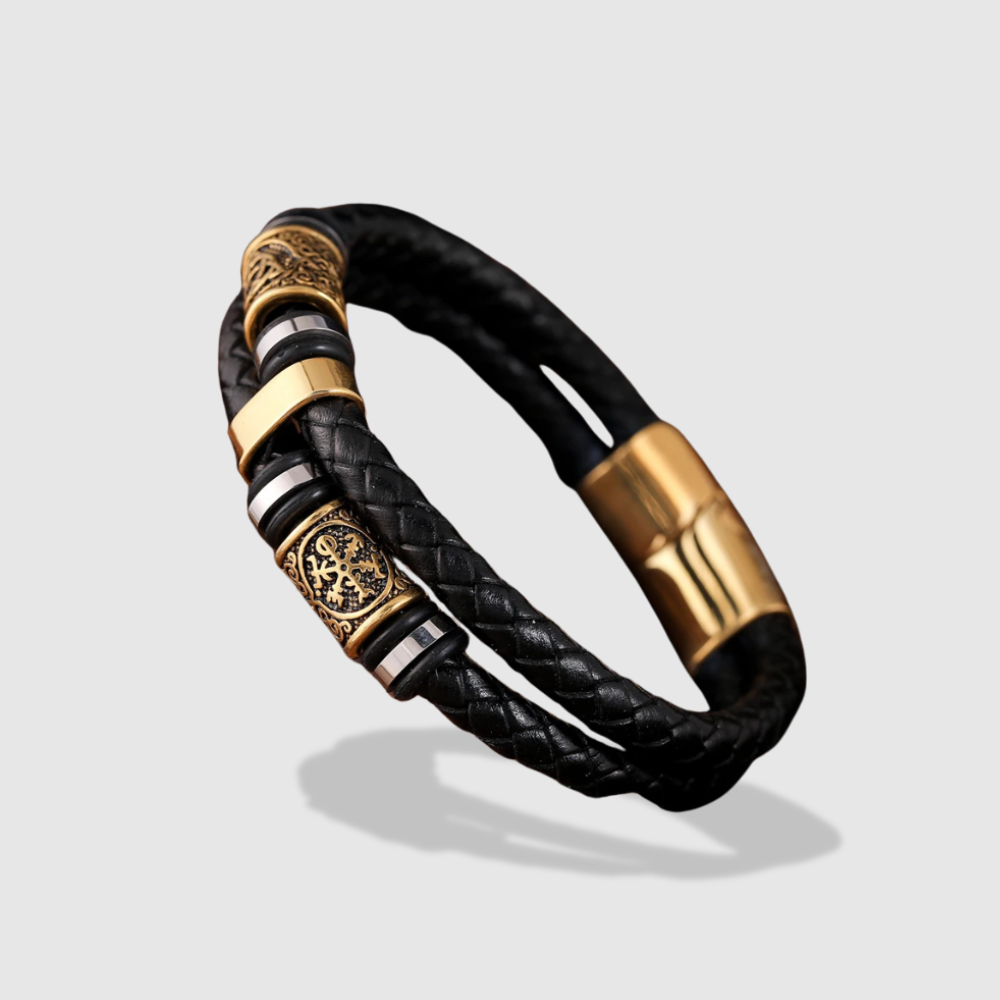 VEGVÍSIR & TRIQUETRA LEATHER ARMRING BRACELET