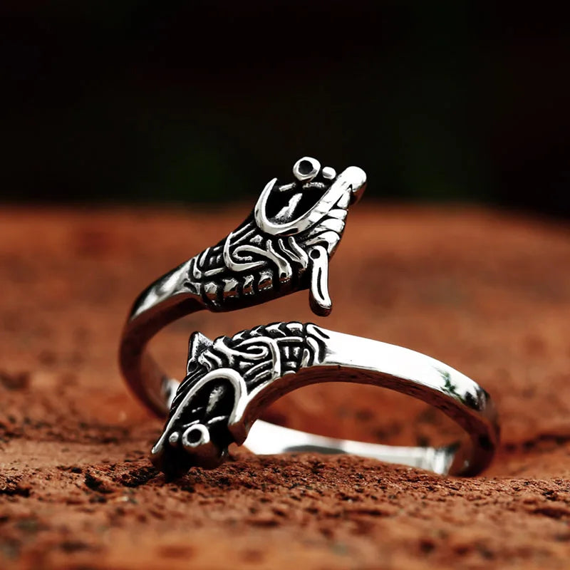FENRIR TWIN WOLFHEAD RING - Vikingborne