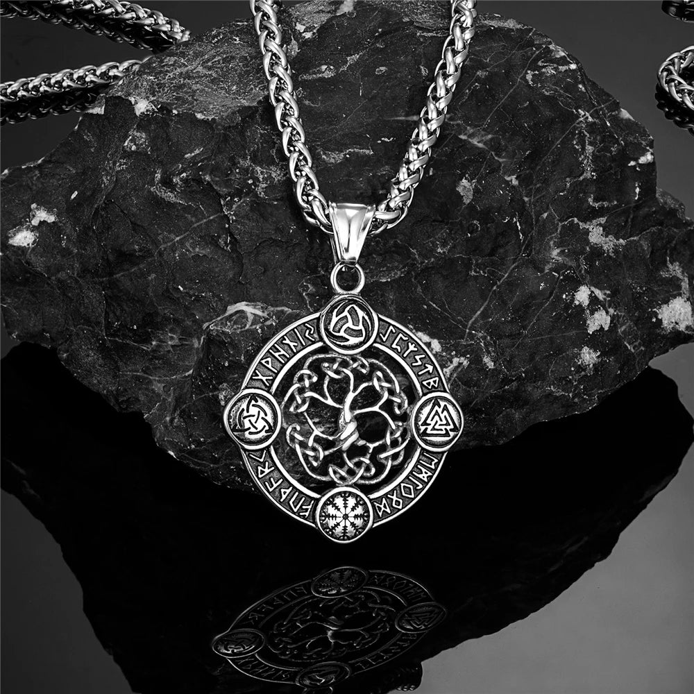 YGGDRASIL WITH NORSE RUNES PENDANT NECKLACE - Vikingborne