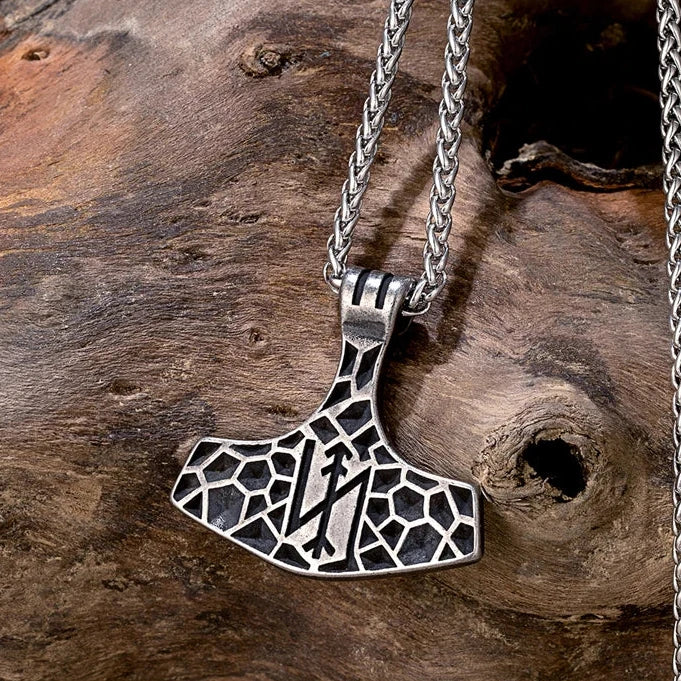 BOBO COVER Vintage Norse Vikings Warrior Giant Axe Necklaces Men Antique Steel Labrys Mjolnir Rune Amulet Pendant Male Scandinavian Jewelry - Vikingborne