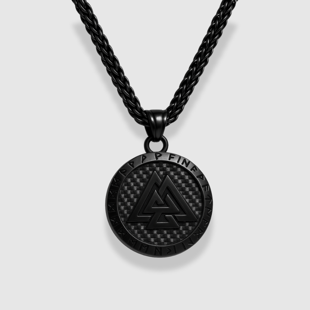 VALKNUT PENDANT NECKLACE WITH NORSE RUNES