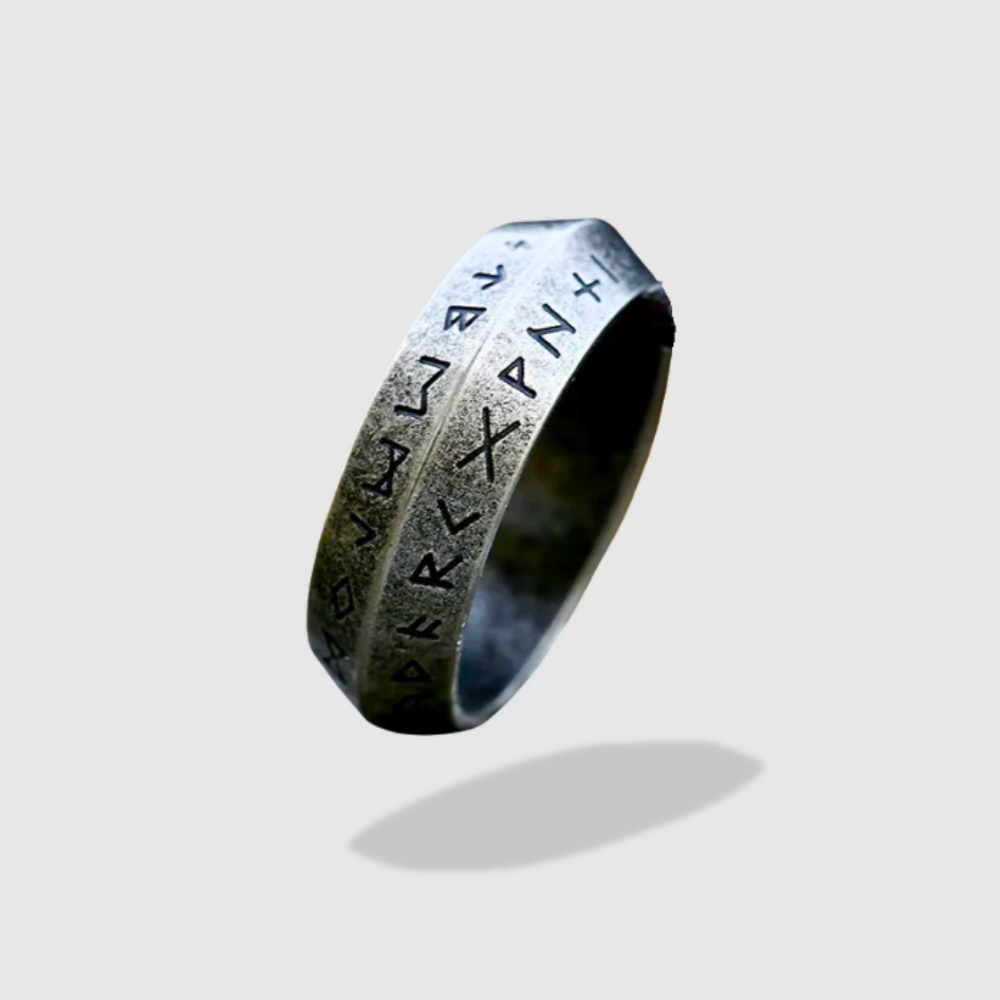 NORSE RUNES ANGLED-ENGRAVED RING