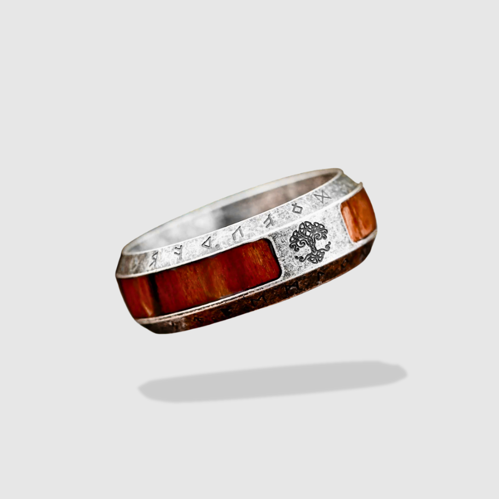 YGGDRASIL NATURE RING WITH NORSE RUNES