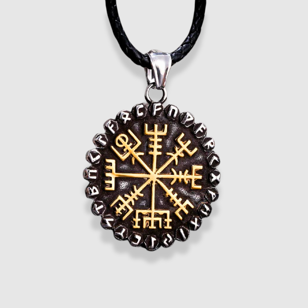 VEGVÍSIR COMPASS & NORSE RUNES PENDANT NECKLACE