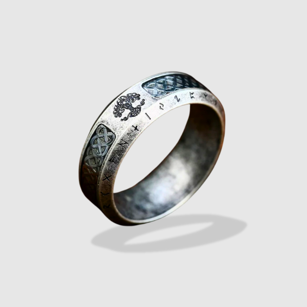 YGGDRASIL RING WITH NORSE RUNES