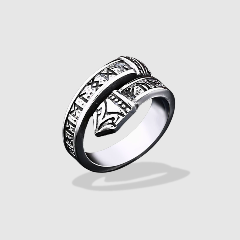 JÖRMUNGANDR SERPENT RING WITH NORSE RUNES