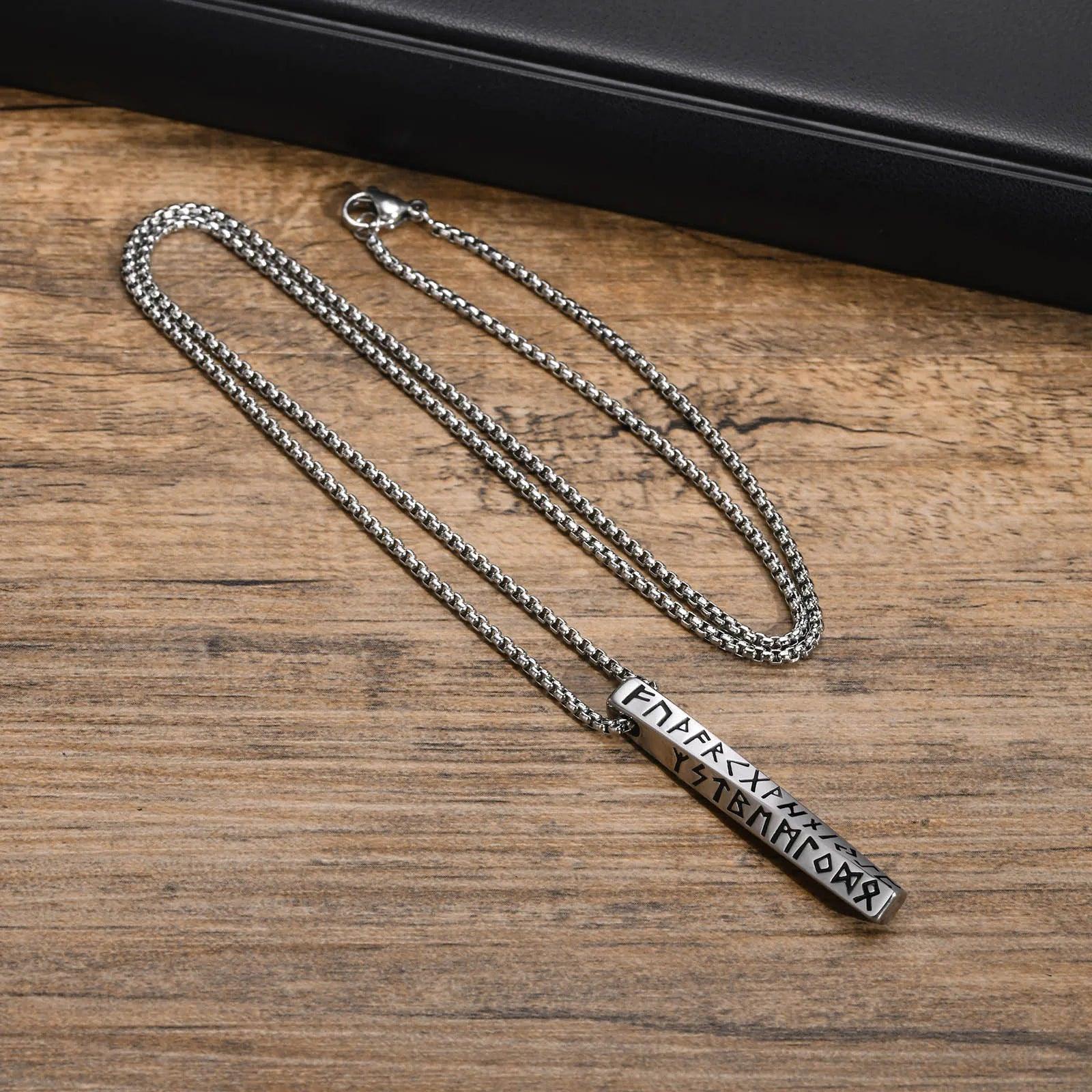 MPRAINBOW Viking Runes Pendant Necklace ,Stainless Steel Geometric Jewelry - Vikingborne