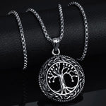 Mprainbow Tree of Life Necklaces for Men,Viking Knot Amulet Pendant with Stainless Steel Box Chain, Nordic Male Gift Jewelry - Vikingborne