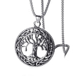 Mprainbow Tree of Life Necklaces for Men,Viking Knot Amulet Pendant with Stainless Steel Box Chain, Nordic Male Gift Jewelry - Vikingborne