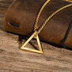MPRAINBOW  Men's Norse Viking Necklaces for Boys,Waterproof Stainless Steel Triangle Geometric Pendant Amulet Collar, 55/60/70cm Box Chain - Vikingborne