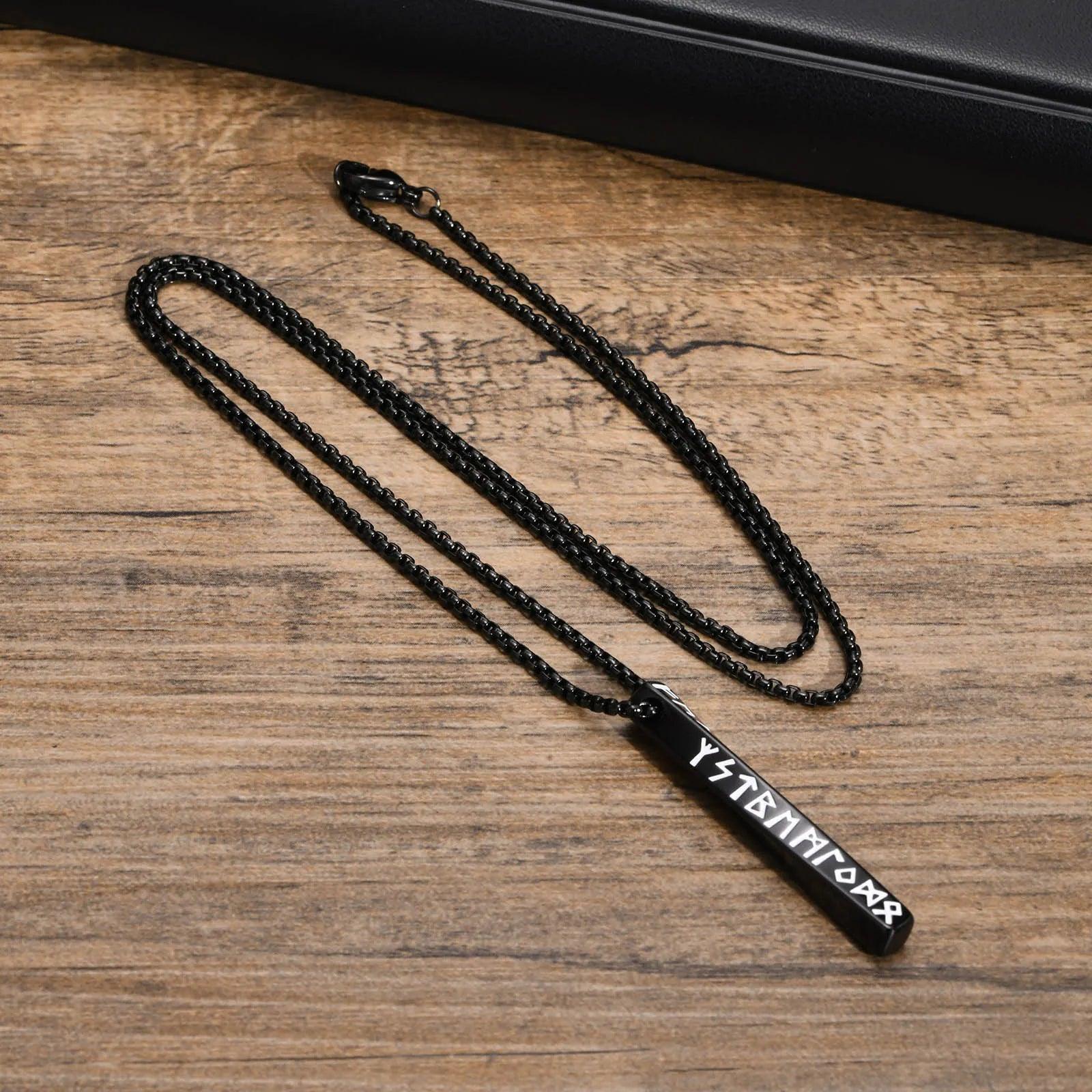 MPRAINBOW Viking Runes Pendant Necklace ,Stainless Steel Geometric Jewelry - Vikingborne