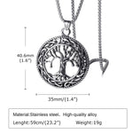 Mprainbow Tree of Life Necklaces for Men,Viking Knot Amulet Pendant with Stainless Steel Box Chain, Nordic Male Gift Jewelry - Vikingborne