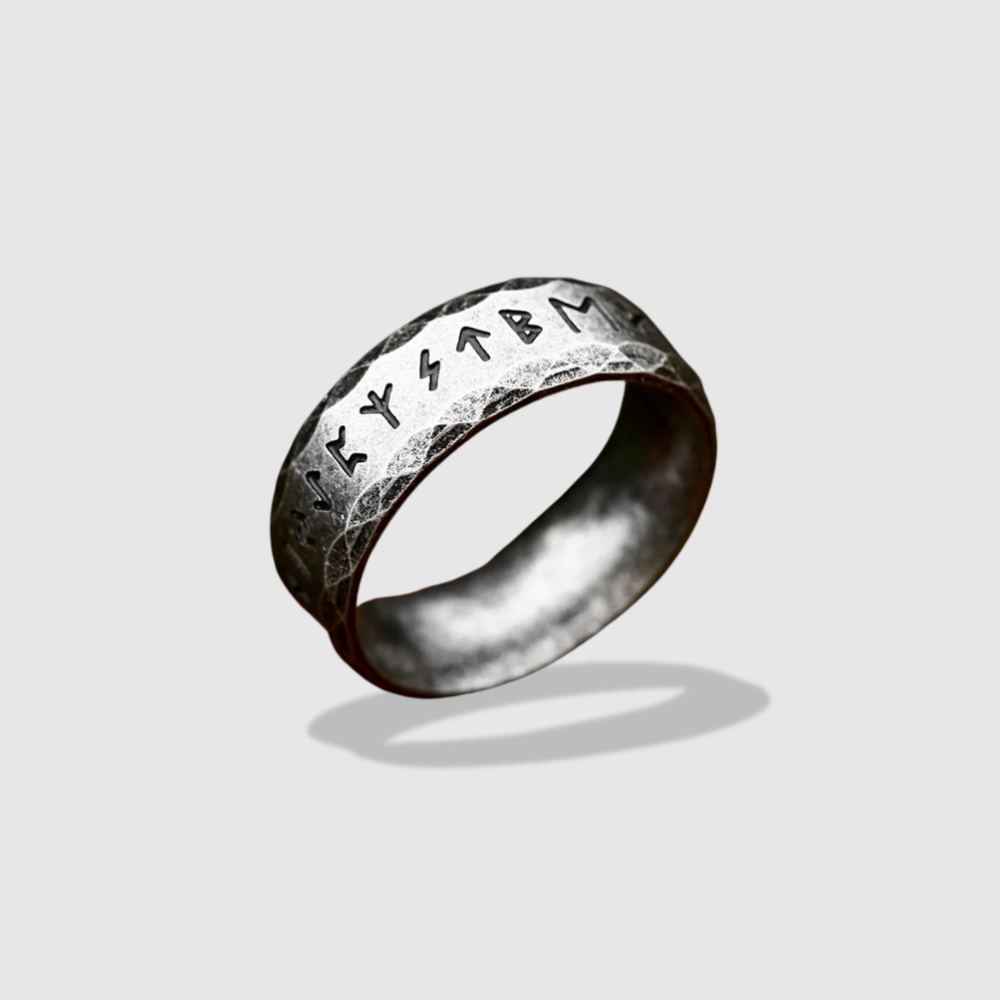 NORSE RUNES CARVED STONE RING